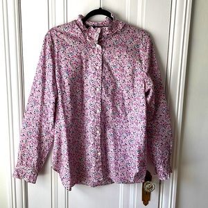 NWOT J. Crew Liberty floral ruffle neck shirt